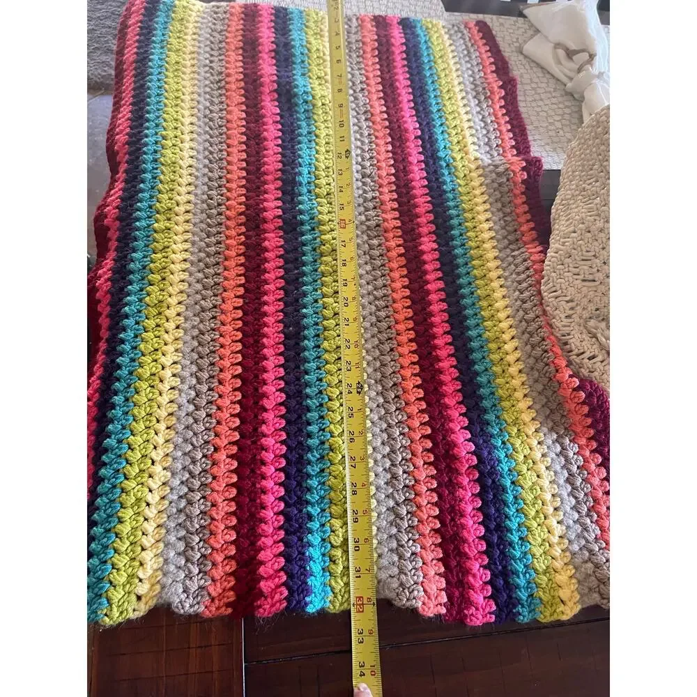 vintage handmade crochet afghan stitched baby blanket